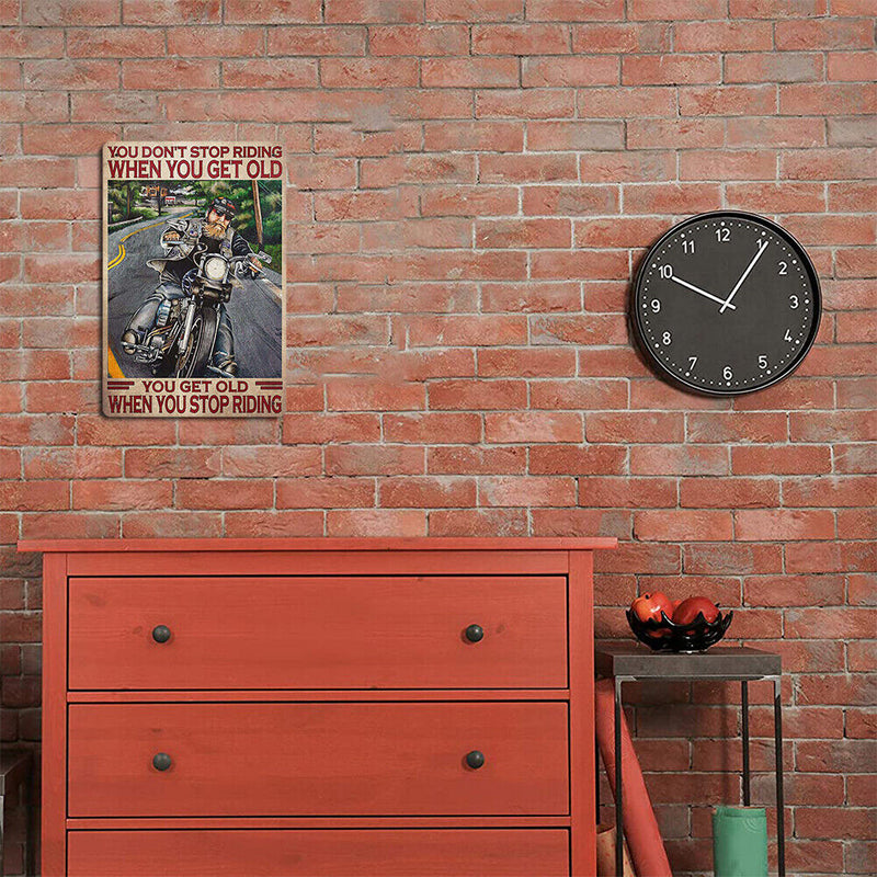 Retro Elder Motorcycle Metal Plate Painting for Pub Tin Plaques Wall Sign