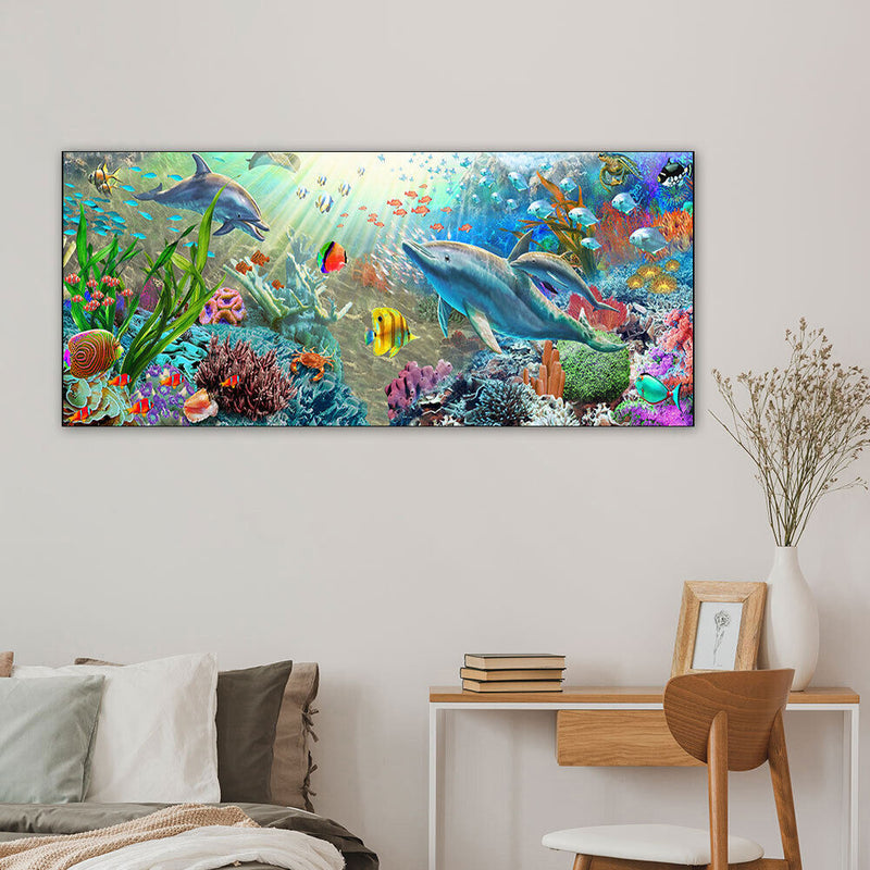 Undersea Dolphins Oil Paint By Numbers Kits DIY Handpainted Decoration Unfr