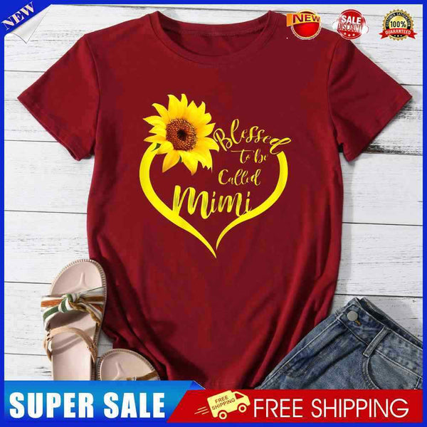 #A Blessed to Be Called Mimi Sunflower Womens T-Shirt Tee