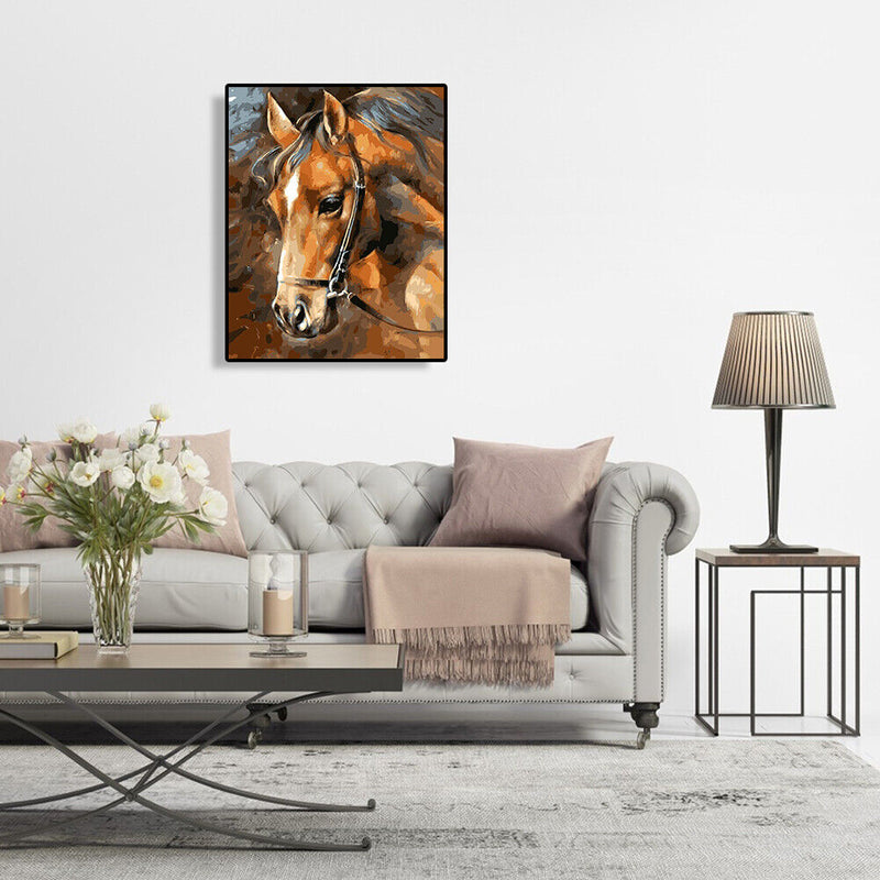 Hand Painted Craft Frameless DIY Sad Horse Painting By Numbers Kit Picture
