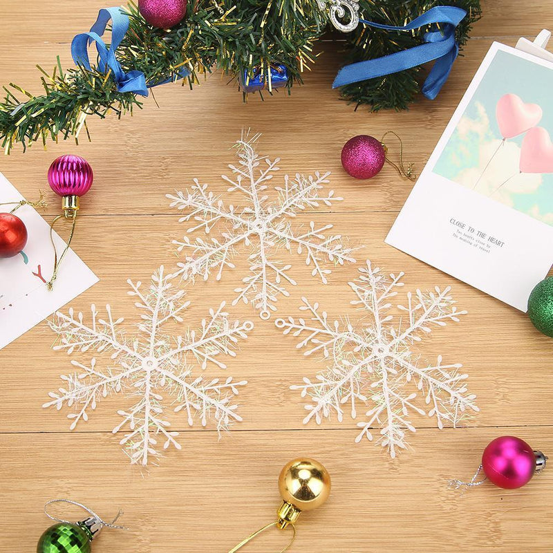 3pcs Christmas White Snowflake Windows Party Xmas Trees Hanging Decor (11cm