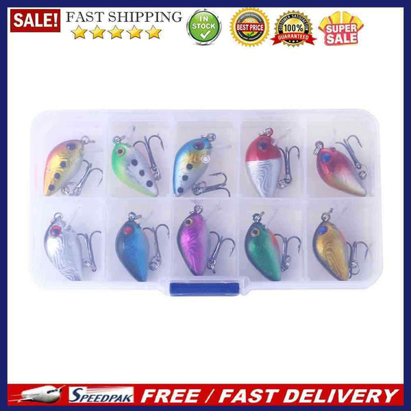 10x 3cm 1.5g Bionic Crank Wobblers Fishing Lures Artificial Baits w/ Storag