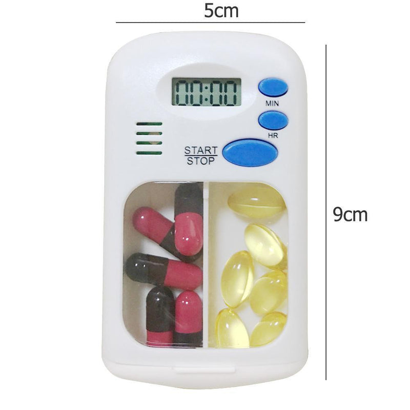 2 Grid Pill Box Alarm DIY Digital Portable Pill Organizer Timing Reminder