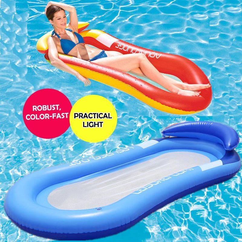 Inflatable Floating Row Swimming Beach Water Pool Lounger Chairs (Blue)