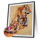 Handmade DIY Full Round Drill Diamond Painting 5D Yellow Tigers Poster Kit Newly