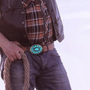 Cowboy Turquoise Stone Buckles Wide Belts Alloy Jeans Accessory for Men Women