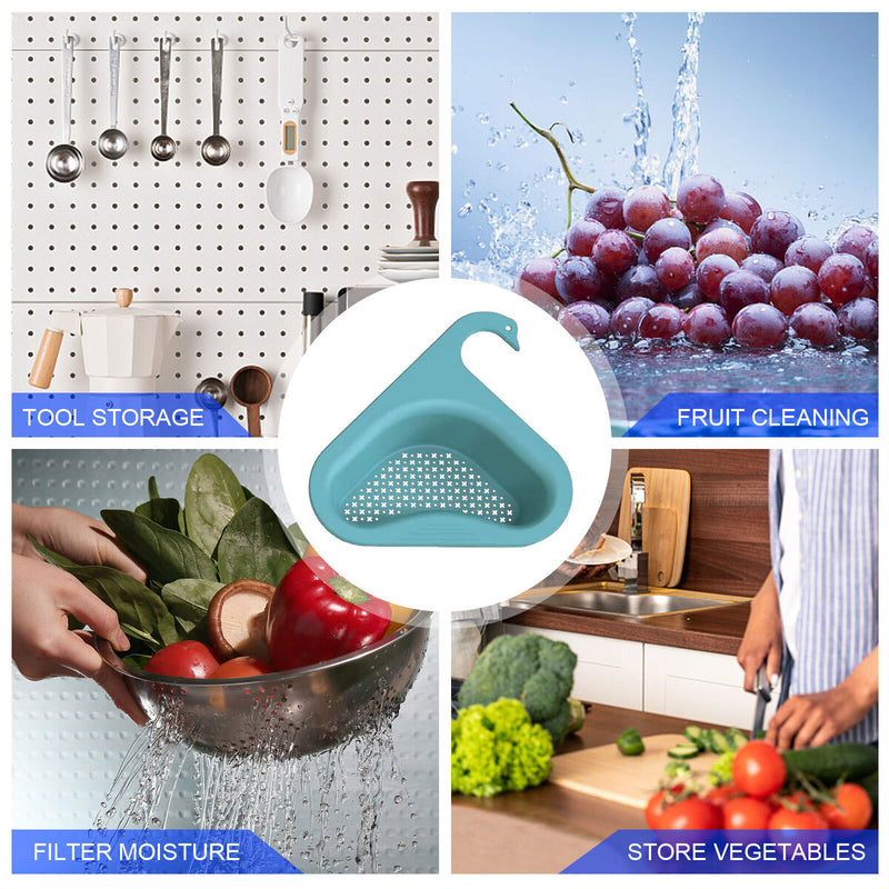 Swan Drain Basket 1 Pc Corner Kitchen Sink Strainer Basket with Sponge Newly