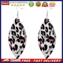 Leopard Leather Earrings Three Layer Retro Eardrop Lady Jewelry (Pink+White