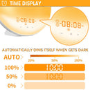 Digital Alarm Clock Sunrise Sunset for Snooze Sleeping 7 Sounds Colorful Lamp