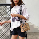 Girls Shell Leather Crossbody Shoulder Bags Wide Shoulder Strap Messenger Bags