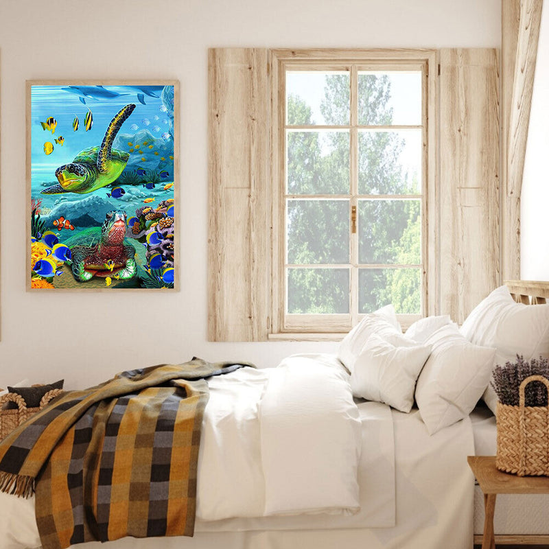Sea Turtle DIY Diamond Painting Kits Full Round Drill Home Wall Decor (V2407)