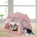 Dog Bed Cat Tent House Mat Puppy Kennel Cushion Pet Pad Supply (Pink S) Newly