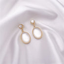 Fashion Party Copper Petal Opal Circle Ear Stud Dangle Earrings Ear Nail