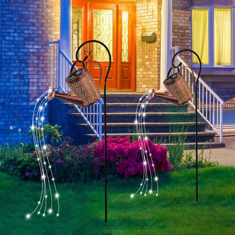 LED Solar Kettle Light Hollow Water Can Fairy String Lamp Garden Decor (B) Newly