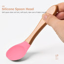 Baby Wooden Silicone Feeding Spoon Toddlers BPA-free Tableware (14) Newly