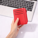 Women Retro Leather Coin Purse Zipper Litchi Pattern Men Card Holder (Red)