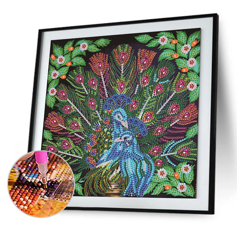 5D Diamond Painting Peacock Partial Special Shape Drill Wall DIY (UP274) Newly
