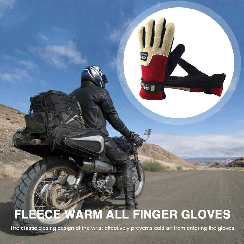 1 Pair Bicycle Motorcycle Cycling Full Finger Fleece Gloves Anti-Freeze Glove