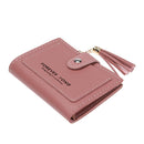 Folded Women Tassels PU Leather Handbag Hasp Small Wallet Purse(Bean Red)