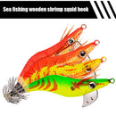 Fishing Lure Hard Bait Shrimp Wooden Fishing Wobbler Squid Jig Artificial Bai