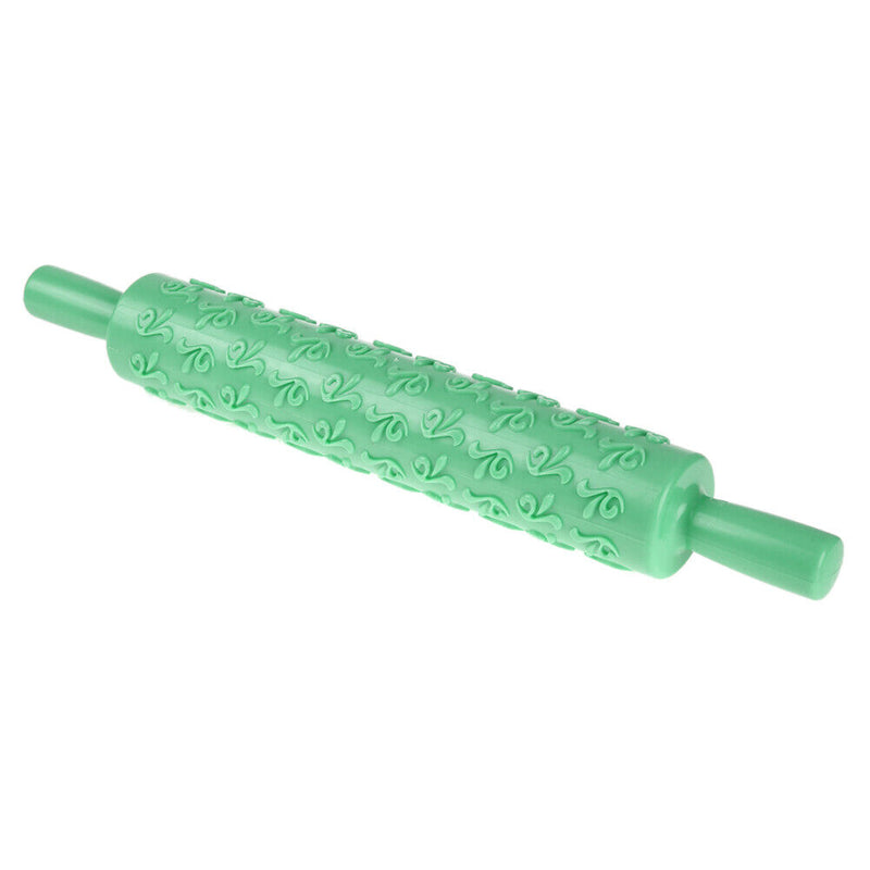Rolling Pin Pattern Baking Tool Fondant Embossed Mold Cake Deco(Green)