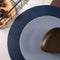 6pcs gray blue 30*50 fan-shaped placemat*1pcs32*32 round mat Q5J9