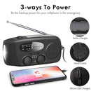 3 LED Lights Flashlight Hand Crank Radio 1200mAh Power AM FM Radio Black Newly