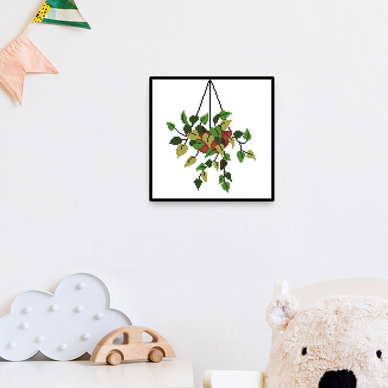 14CT Partial Cross Stitch Hanging Basket Stamped DIY Embroidery Kits Crafts