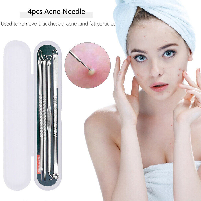 4pcs Durable Acne Needle Hook Set Pimple Spot Cleaning Needle Beauty Care Tool