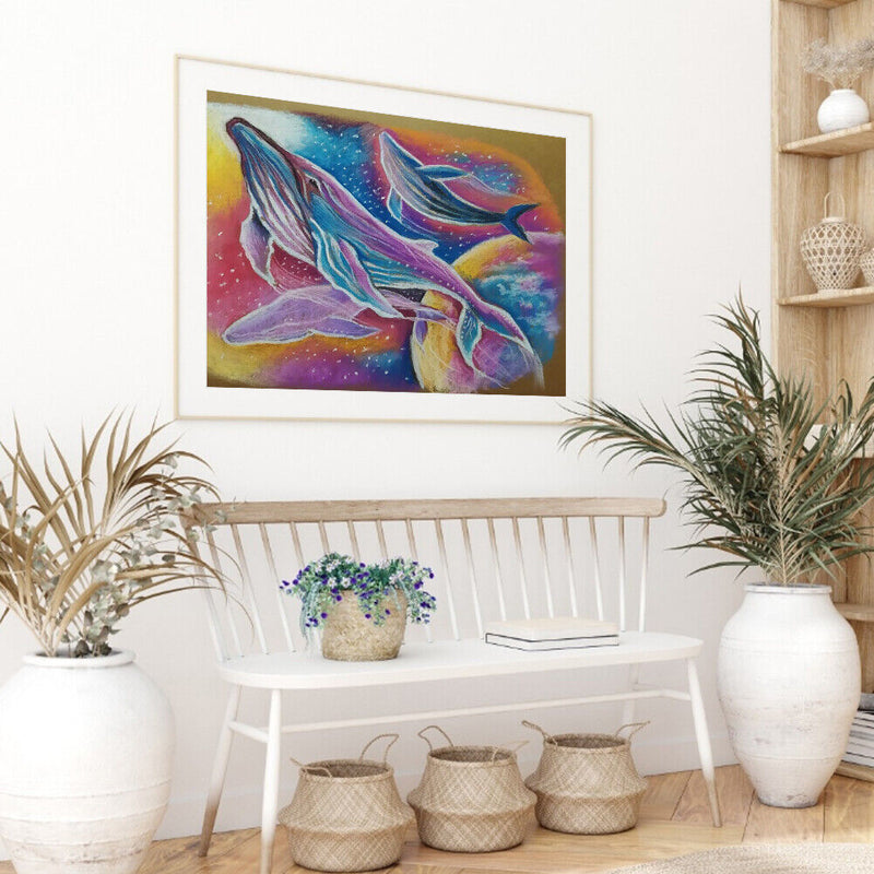 Oil Paint By Numbers Picture DIY Painting Colorful Whale Drawing on Canvas