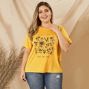 Ladies Printing Loose Round Neck Tops Casual Women Summer Short Sleeve T-shirt