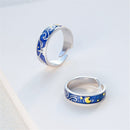 Day Present Romantic Weddings Van Gogh Couple Rings Starry Sky Adjustable