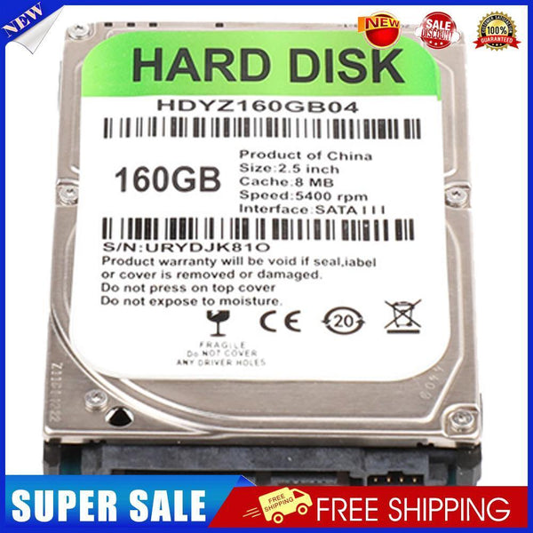160GB Internal HDD 2.5 inch SATA III 5400RPM Hard Drive for Laptop Computer