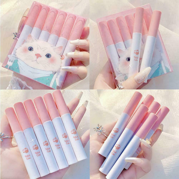 6x Lipstick Lip Glaze Set Long Lasting Moisturizing Makeup Lip Non-Sticks V0Y8