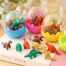 7Pcs/1Egg Mini Students Kids Office Stationery Rubber Pencil Dinosaurs  Eraser