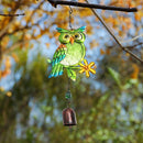 Metal Glass Painted Owl Wind Chimes Garden Birds Wind Chime Bell Hanging Pendant