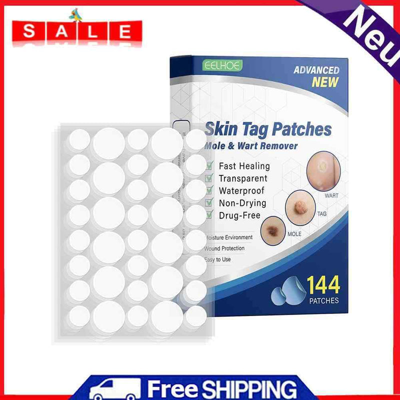 Mole Remover Patch Breathable Warts Invisible Stickers Cleaning Care (144pcs)
