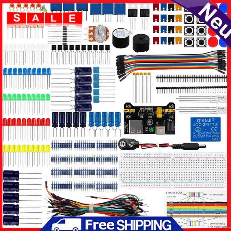 DIY Component Starter Basic Kit 830 Holes Breadboard Resistors Electronics Set