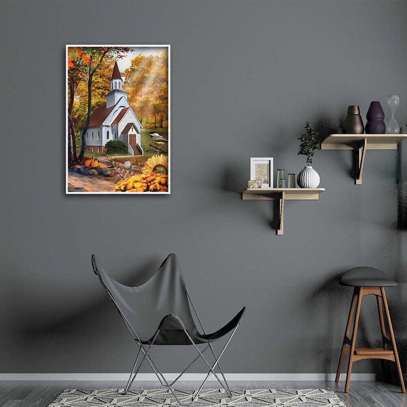 12x16 inch Full Round Drill Diamond Painting House in Forest Mosaic Picture Kit