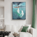 Frameless Oil Paint By Numbers DIY White Dolphin Girl Picture Craft Kit for Home