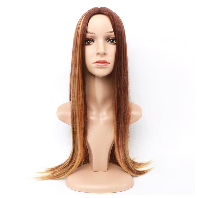 Women Fashion Ombre Brown Human Hair Wigs Brazilian Full Long Straight Front Wi~