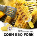 Steel Corn BBQ Forks Outdoor Party Kitchen Tool Yellow T3W8