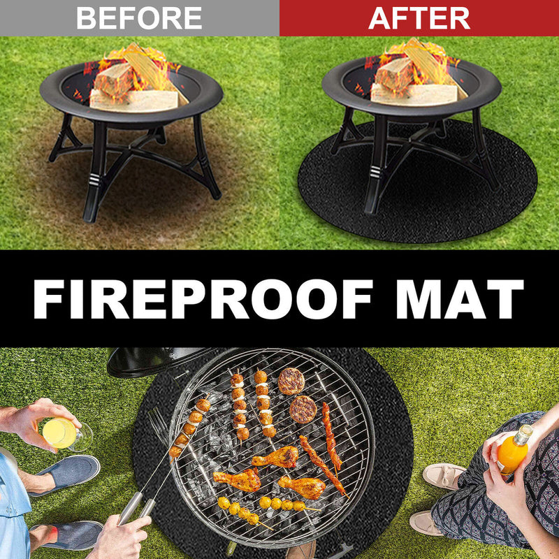 Fire Pit Mat - Fire Heat Resistant Pad for Under Grill Bonfires Grass Garden