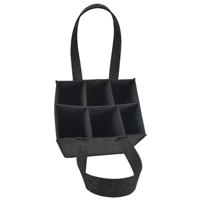 Felt Wine Storage Tote Bag with Divider Solid Color 6 Grids Bottle Carrier Newly