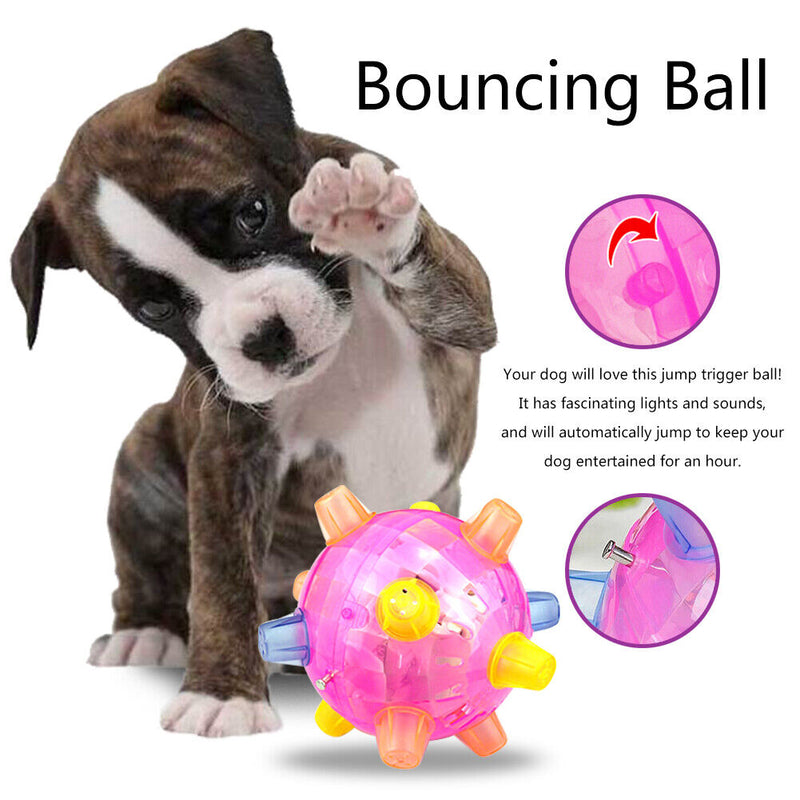 Jumping Activation Ball Pet Dog Toys LED Light Flashing Vibrating Bouncing Toys