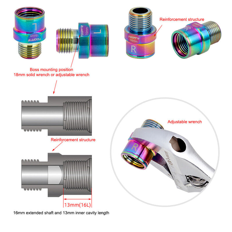 MTB Bicycle Pedal Axle Extension Steel Pedal Bolt Spacer Dazzling (16mm) Newly