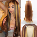 Women Fashion Ombre Brown Human Hair Wigs Brazilian Full Long Straight Front Wi~