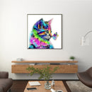 5D Kit Rhinestone Pictures DIY Colorful Cat Full Square Drill Diamond Paintin