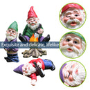 Garden Decoration Figures, Mini Fairy Garden Gnome Dwarf Statue Funny, 4 Pa