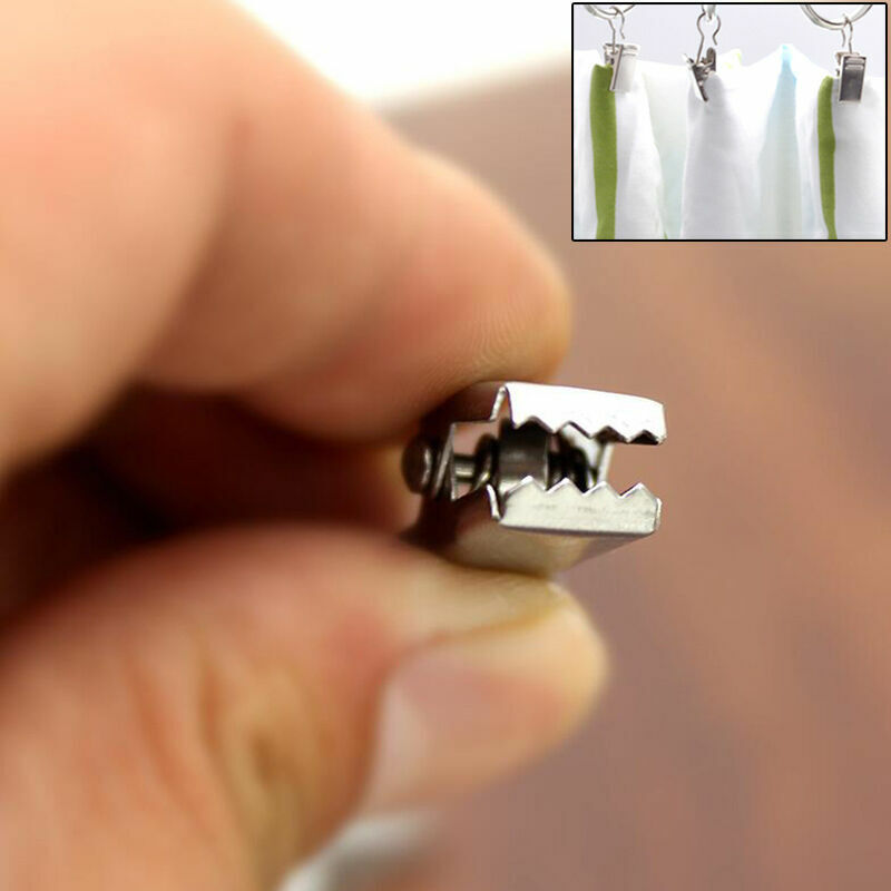 10PC Heavy Duty Curtain Clips Window Shower Curtain s Clip Hook Ring Metal N9U4